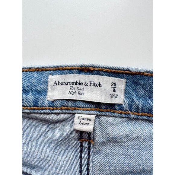 ABERCROMBIE & FITCH High Rise Criss Cross Straight Leg Dad Jeans, Size 29/8 - Picture 14 of 16